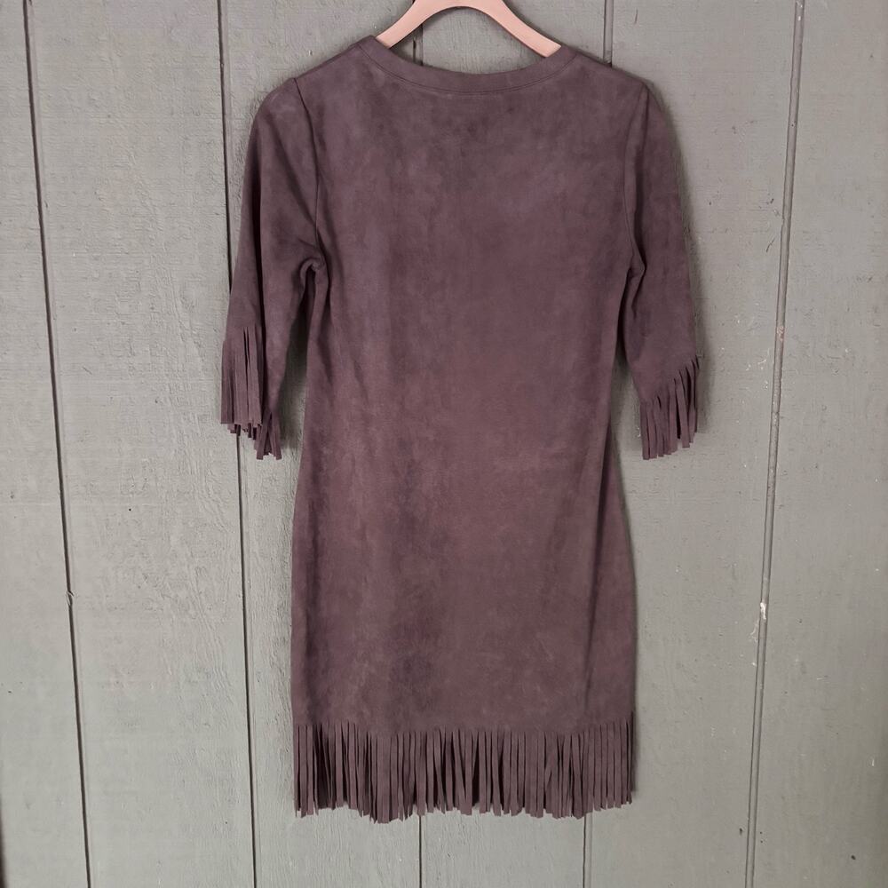 Aryeh Western Boho Faux Suede Fringe Mini Dress Size Small Festival Cowgirl - Picture 4 of 6
